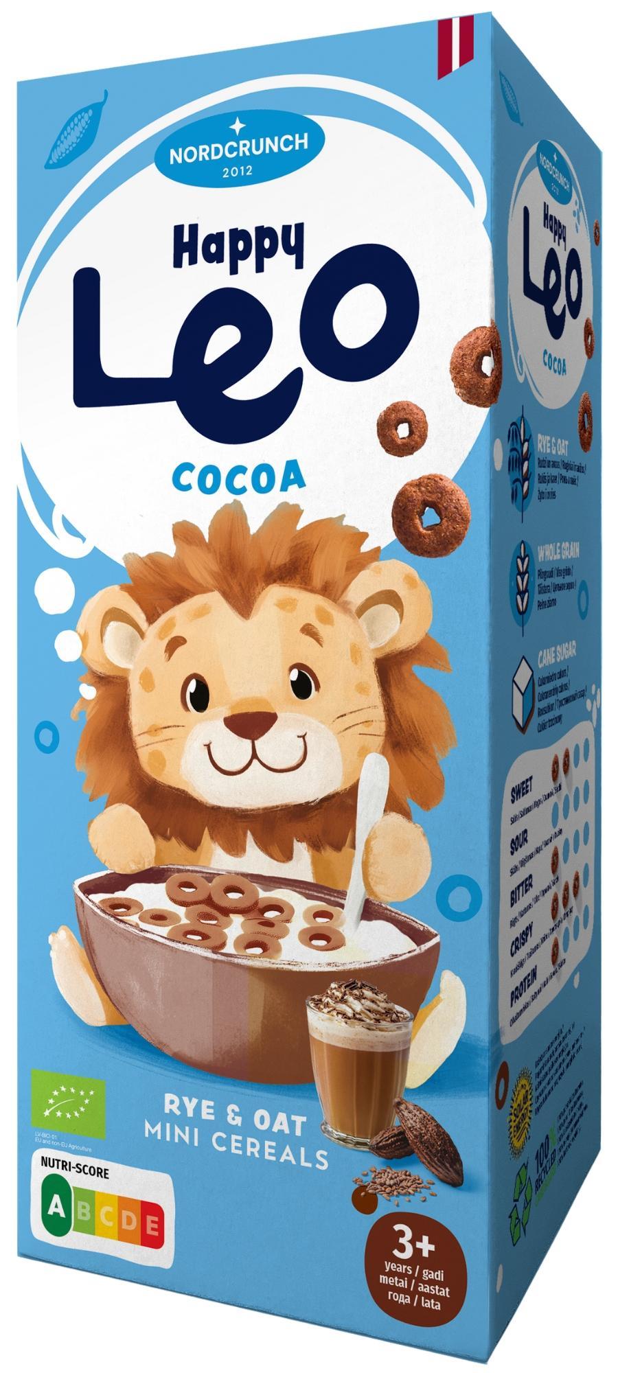 Nordcrunch BIO Happy Leo cereální kroužky s kakaem