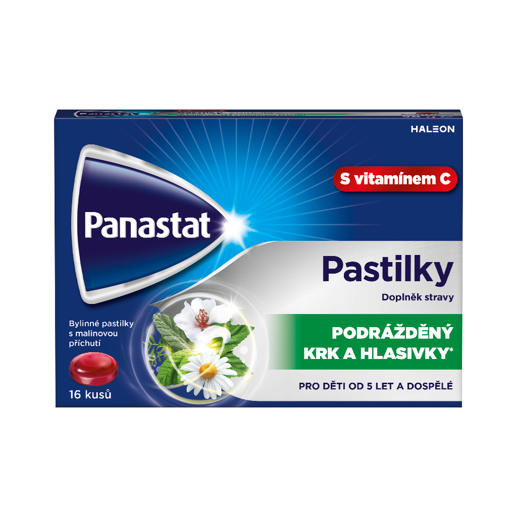 Panastat bylinné pastilky s vit.C př.malina 16ks