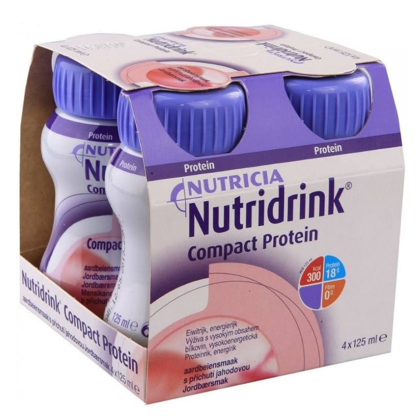 NUTRIDRINK COMPACT PROTEIN S PŘÍCHUTÍ JAHODOVOU perorální roztok 4X125ML