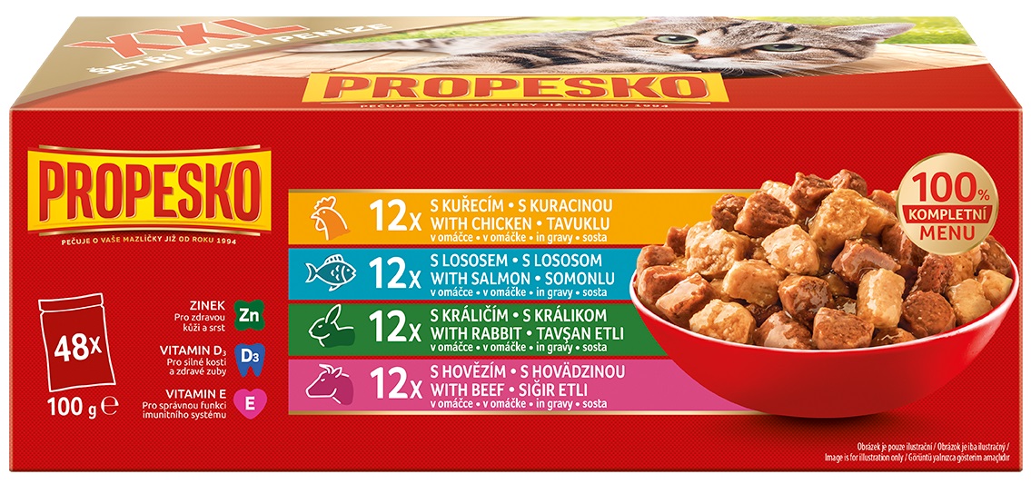 Propesko Kapsičky pro kočky mix mas a ryb 48×100 g