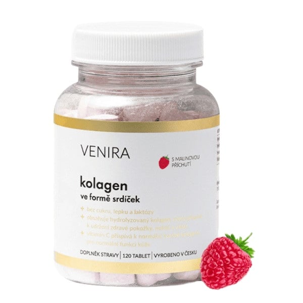 Venira Kolagen ve formě srdíček malina tbl.120