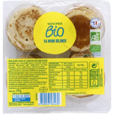 Monoprix Bio mini lívanečky 16ks