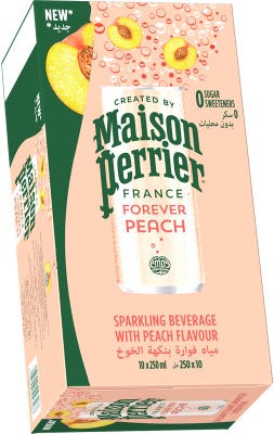 Perrier Broskev přírodní Minerální voda perlivá, plech, 10x250ml