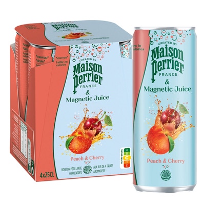 Perrier Juice Peach & Cherry, multipack 4x0,25l