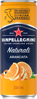 San Pellegrino Aranciata pomeranč, plech