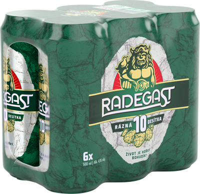 Radegast Rázná 10, světlé výčepní, plech 6x500ml