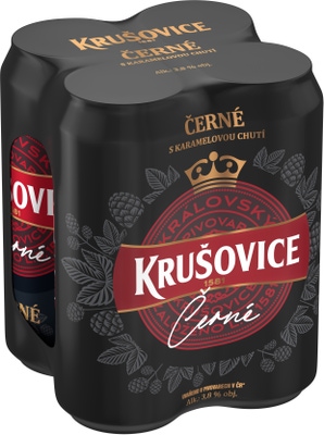 Krušovice Černé pivo 4x500ml plech