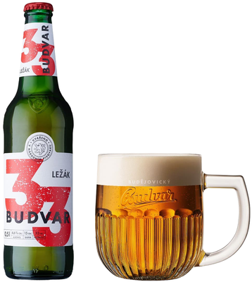 Budějovický Budvar 33 světlý ležák, sklo