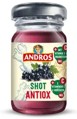 Andros shot Antiox nápoj z černého rybízu a zázvoru