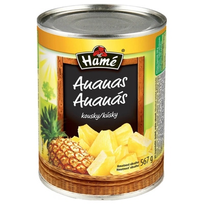 Hamé Ananas kostky v sladkém nálevu