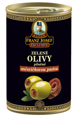 Franz Josef Kaiser Zelené olivy ve slaném nálevu plněné ančovičkovou pastou