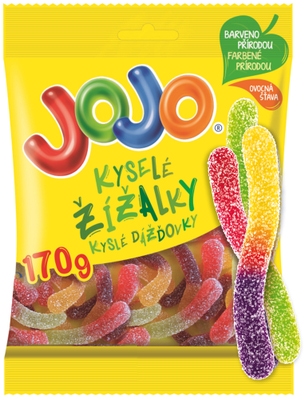 Jojo Kyselé žížalky želé bonbóny s ovocnými příchutěmi