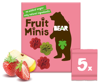 Bear Fruit Minis ovocné tlapky jahoda a jablko 5x20g