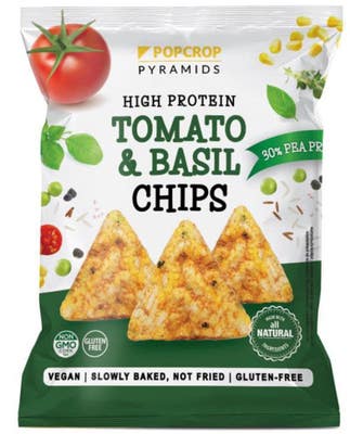 Popcrop Proteinové chipsy s rajčatovo-bazalkovou příchutí