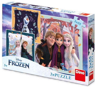 Dino Toys Frozen: Radostný podzim puzzle, 3x 55 dílků