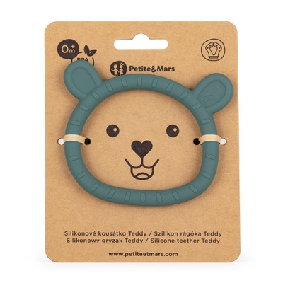 Petite&Mars Kousátko silikonové Teddy Misty Green 0m+