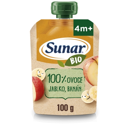 Sunar BIO ovocná kapsička jablko, banán 4m+
