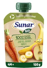 Sunar BIO ovocná kapsička jablko, banán, mrkev 4m+