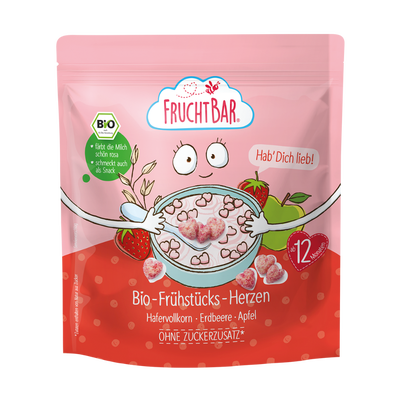 Fruchtbar BIO Cereálie srdíčka s jahodami a jablkem