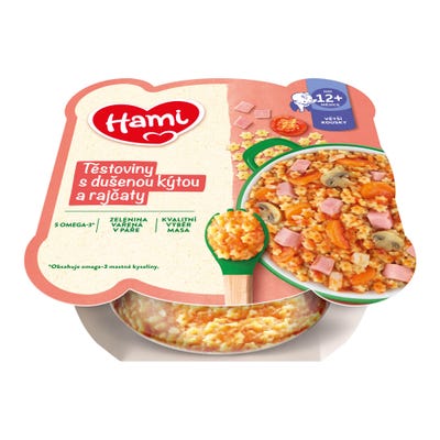 Hami talířek Těstoviny s dušenou kýtou a rajčaty 12m+