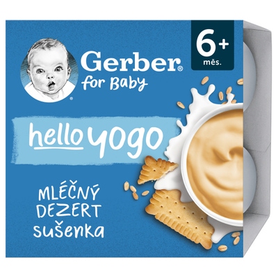 Gerber hello yogo mléčný dezert s příchutí sušenky 4x100g