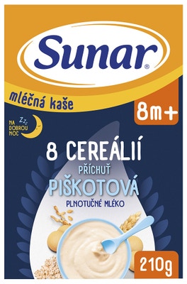 Sunar mléčná kaše s 8 cereáliemi na dobrou noc piškotová