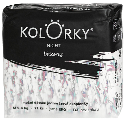 Kolorky Night EKO plenky na noc - Jednorožci - vel. M (5-8 kg)