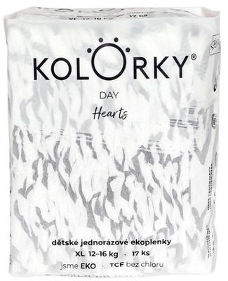 Kolorky Day Jednorázové eko plenky srdce XL (12-16 kg)