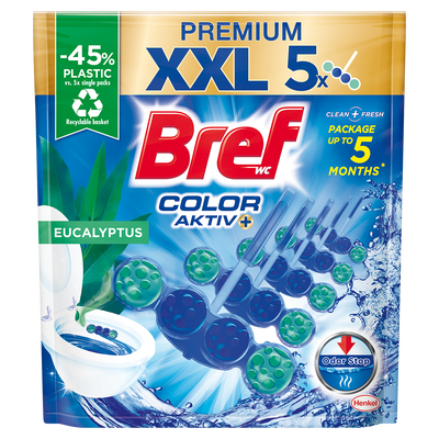 Bref Color Aktiv Eucalyptus tuhý WC blok, 5x 50 g