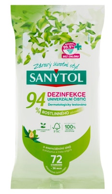 Sanytol Dezinfekční jednorázové čisticí ubrousky s vůní Eukalyptu a Máty