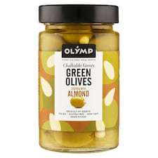 Olymp Zelené olivy plněné mandlí ve slané nálevu 320g
