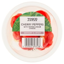 Marinovaná červená cherry paprika plněná čerstvým sýrem s paprikovou pastou 90g