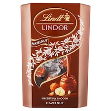 Lindt Lindor Čokoládové bonbóny s kousky jader lískových ořechů s jemnou krémovou náplní 200g