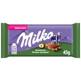 Milka Broken Hazelnut mléčná malá čokoláda z alpského mléka s drcenými jádry lískových ořechů 45 g