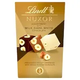 Lindt Nuxor Mléčná, hořká a bílá čokoláda s celými a mletými jádry lískových ořechů 150g
