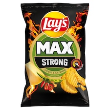 Lay's Max Strong smažené bramborové lupínky s příchutí sýra a pikantních papriček 120g