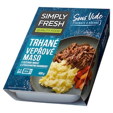 Simply Fresh Sous Vide trhané vepřové maso s pečenou mrkví a šťouchanými brambory 400g