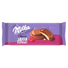 Milka Choco Jaffa raspberry jemné pečivo s želé s malinovou příchutí a pol. mléčnou čokoládou 147 g
