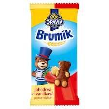 Opavia Brumík Duo Vanilková příchuť a jahoda jemné pečivo 30g
