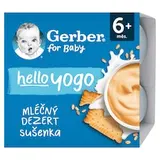 GERBER hello yogo mléčný dezert se sušenkami 4 x 100g