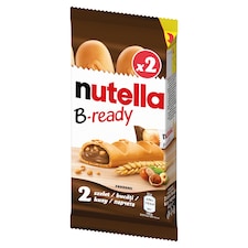 Nutella B-ready Křupavá oplatka plněná lískooříškovou pomazánkou s kakaem a křupkami 2 ks 44g