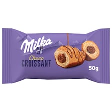 Milka Choco croissant s náplní s mléčnou čokoládou máčené v mléčné čokoládě zdobené mléčnoučoko 50 g