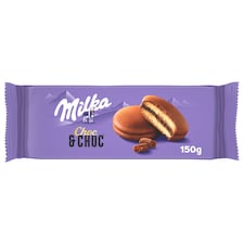 Milka Choc&Choc jemné pečivo plněné kakaovou náplní s kousky mléčné čokolády z alpského mléka 150 g
