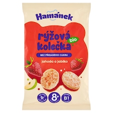 Hamánek Rýžová bio kolečka jahoda a jablko 35g