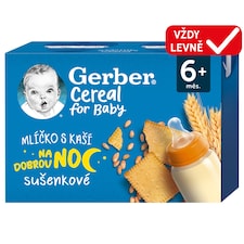 GERBER Cereal mlíčko s kaší sušenkové Na dobrou noc 2 x 200ml