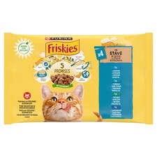 PURINA FRISKIES multipack s lososem, tuňákem, treskou, sardinkami ve šťávě 4 x 85g