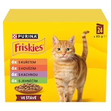 Friskies kapsičky pro kočky kuře, hovězí, jehněčí, kachna ve šťávě 24 x 85g