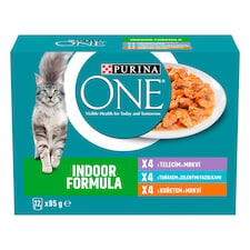 Purina ONE Indoor kapsičky pro kočky kuře, tuňák, telecí ve šťávě 12 x 85g