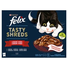 Felix Tasty Shreds kapsičky pro kočky hovězí, kuře, kachna, krůta ve šťávě 12 x 80g
