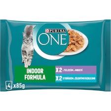 Purina ONE Indoor kapsičky pro kočky tuňák, telecí ve šťávě 4 x 85g